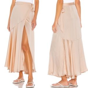 Black Size Small Free People satin wrap midi skirt GUC